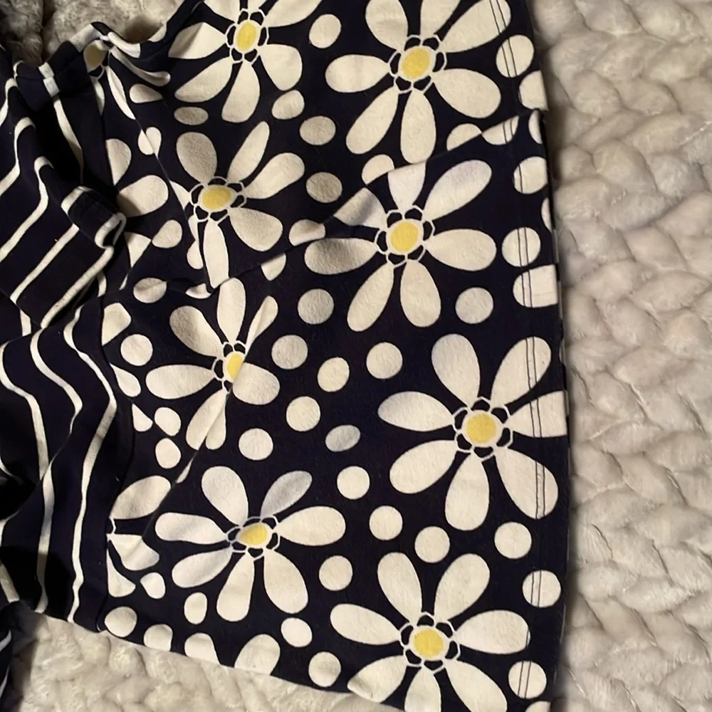 Cute as a Button a blue & white striped dress w yellow splashes of color SZ 7